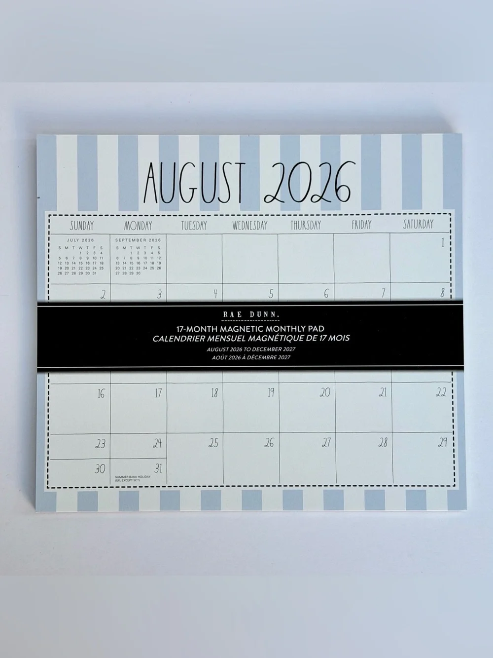 Rae Dunn 2026-2027 Magnetic Monthly Weekly 17-month Calendar Pad (Stripes)